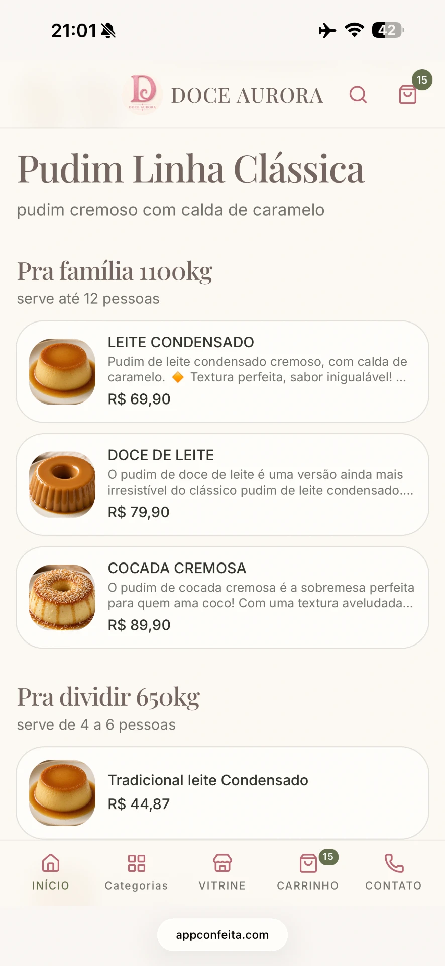 Produtos com opções — catálogo